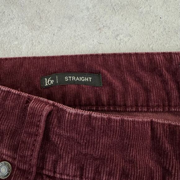 Talbots Corduroy Pants Women's Size 16P Petite Flawless 5 Pocket Straight Maroon - Picture 4 of 9